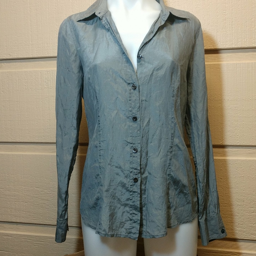 J Crew gray semi-sheer lightweight silk blend top
